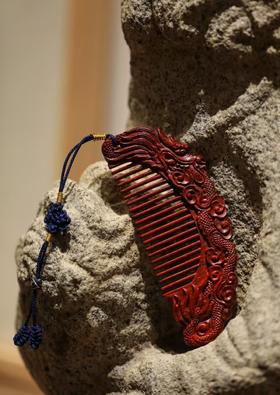 紫檀祥龙梳/如云木梳