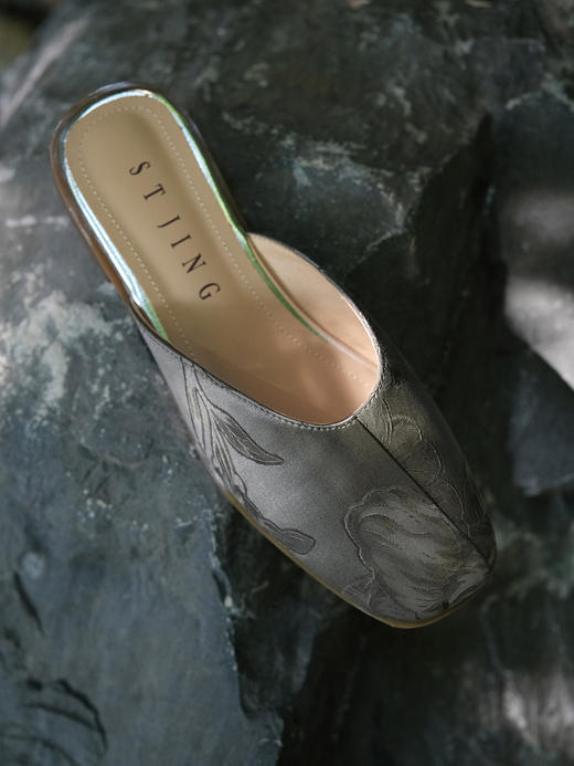 盛唐婧| 纯手工全皮真丝提花半拖鞋 商品图3