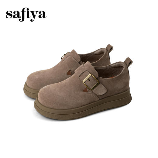 Safiya/索菲娅2025复古深口魔术贴休闲百搭全包懒人厚底勃肯鞋SFD3112117 商品图13