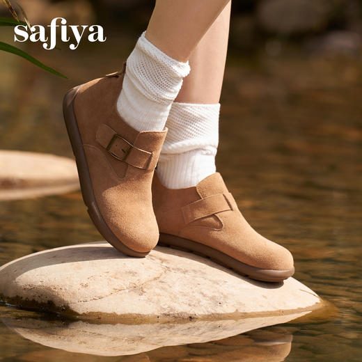 Safiya/索菲娅2025复古小踝靴高帮休闲全包平底百搭懒人勃肯鞋SFD3112169 商品图2