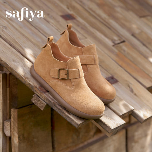 Safiya/索菲娅2025复古小踝靴高帮休闲全包平底百搭懒人勃肯鞋SFD3112169 商品图1