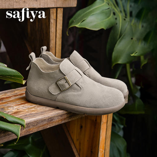 Safiya/索菲娅2025复古小踝靴高帮休闲全包平底百搭懒人勃肯鞋SFD3112169 商品图12