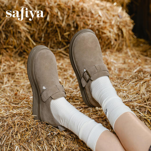 Safiya/索菲娅2025复古深口魔术贴休闲百搭全包懒人厚底勃肯鞋SFD3112117 商品图10