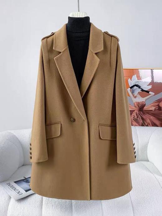 【高端系列】手工定制3259款10%羊绒➕90%羊毛肩部打褶双面尼大衣-喜出 商品图3