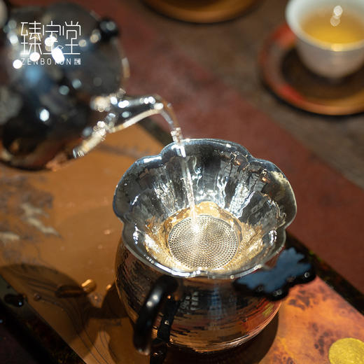 【样品特惠7折，仅1件，无货退款】臻宝堂茶漏999纯银蝶恋花茶叶过滤器纯手工大漆螺钿茶滤茶具配件蝶恋花茶漏 商品图1