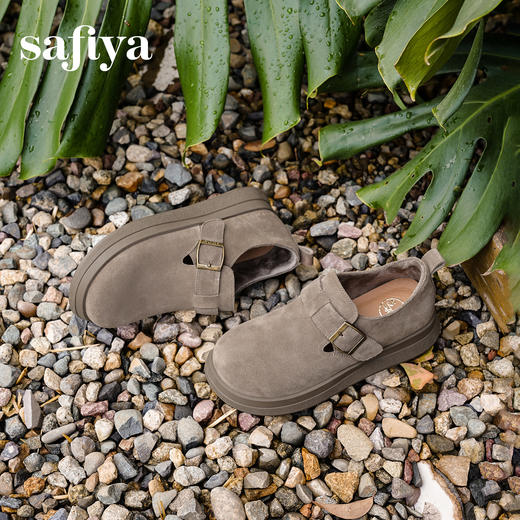 Safiya/索菲娅2025复古深口魔术贴休闲百搭全包懒人厚底勃肯鞋SFD3112117 商品图2