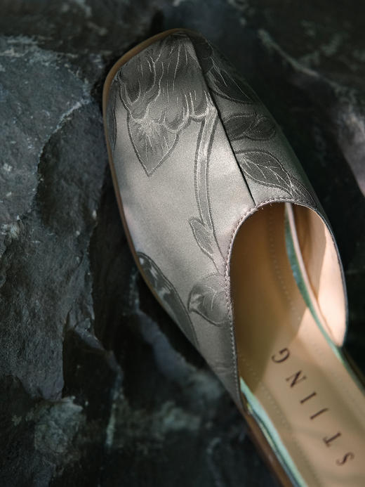 盛唐婧| 纯手工全皮真丝提花半拖鞋 商品图4