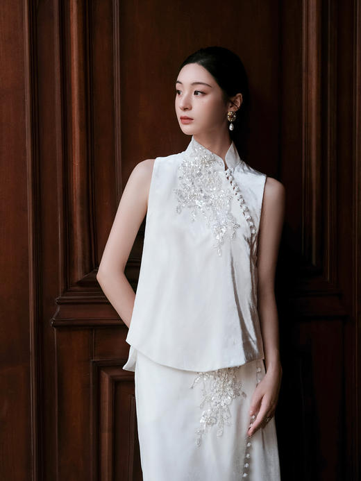 盛唐牡丹| 法式串珠丝绒设计上衣 商品图4