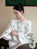 盛唐牡丹大师系列| 重缎真丝手绣对襟外套-白 商品缩略图1