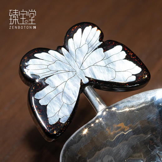 【样品特惠7折，仅1件，无货退款】臻宝堂茶漏999纯银蝶恋花茶叶过滤器纯手工大漆螺钿茶滤茶具配件蝶恋花茶漏 商品图2