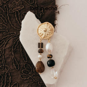 送女友lost in echo2025早秋新款异域太阳虎眼石珍珠流苏耳环耳饰