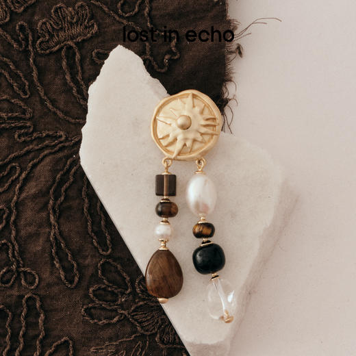 送女友lost in echo2025早秋新款异域太阳虎眼石珍珠流苏耳环耳饰 商品图0