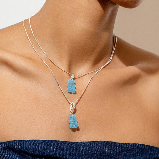 订购4周到｜CRYSTAL HAZE-Fizzy Nostalgia Bear-pave-蓝莓色小熊 吊坠（银色环扣）［挪威设计师］ 商品图1