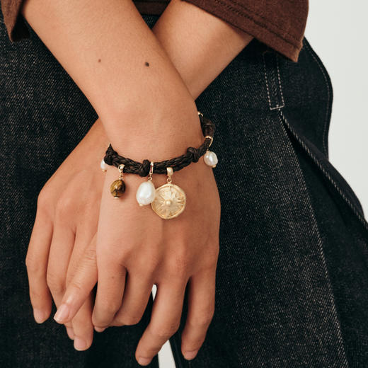 送女友lost in echo2025早秋新款珍珠玛瑙皮绳手工编织手链手串女 商品图3