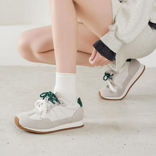 西村名物2025年秋季新款超轻厚底舒适透气系带运动鞋阿甘鞋德训鞋T25CM31551 商品图5