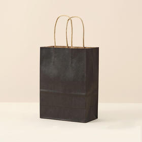 加厚牛皮纸手提袋 黑色外卖餐饮打包袋 烘焙包装礼品袋 纯色包装袋子1个