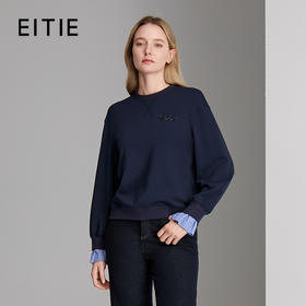 EITIE爱特爱圆领刺绣袖口拼接设计小上衣8313013