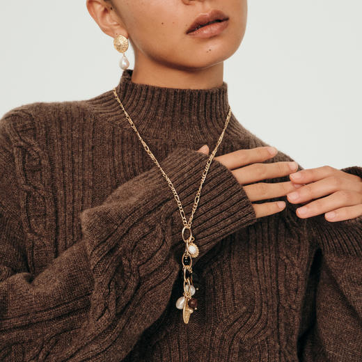 送女友lost in echo2025早秋新款异域玛瑙黑檀木珍珠长项链毛衣链 商品图3