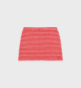Sporty & Rich - Serif Logo Striped Terry Skirt - Fire Red Stripes - 女装 - 短裙 - 红色条纹