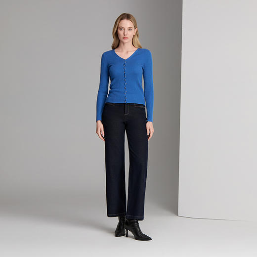 EITIE爱特爱天丝仿牛仔面料质感滑爽舒适直筒裤子8305015 商品图2