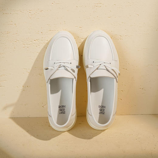 西村名物2025年秋季新款超轻厚底坡跟原皮舒适百搭深口单鞋休闲乐福鞋T25CM31531 商品图7