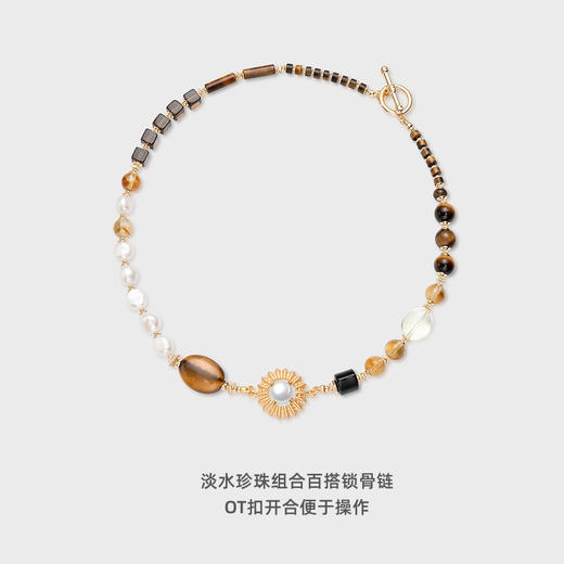 送女友lost in echo2025早秋新款异域虎眼石玛瑙珍珠项链锁骨链女 商品图2