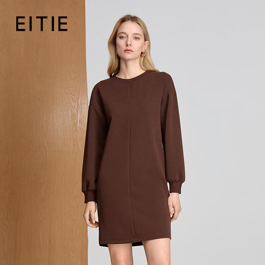 EITIE爱特爱简洁圆领设计减龄宽松慵懒连衣裙8307030 商品图0