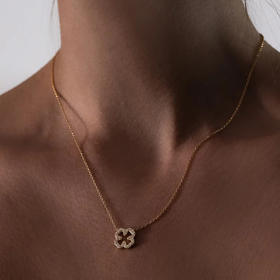 北京仓｜Skultuna-Pavé-金色 四叶草 密钻 吊坠 项链［瑞典设计师］