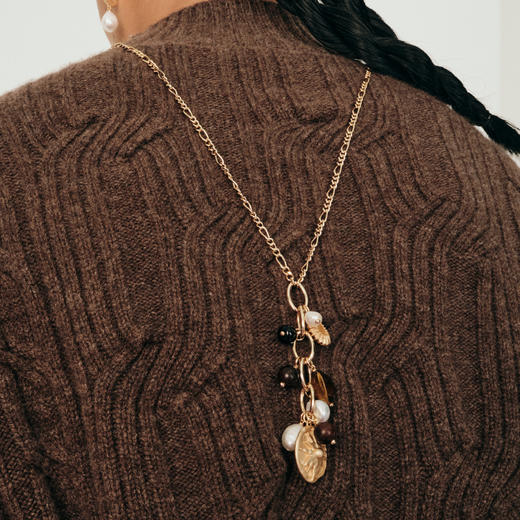 送女友lost in echo2025早秋新款异域玛瑙黑檀木珍珠长项链毛衣链 商品图4