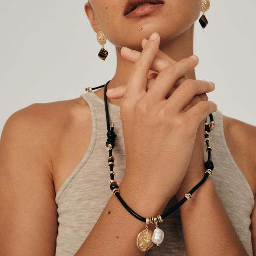 马君妍同款lost in echo早秋新款皮绳可调节天然珍珠项链毛衣链女 商品图3