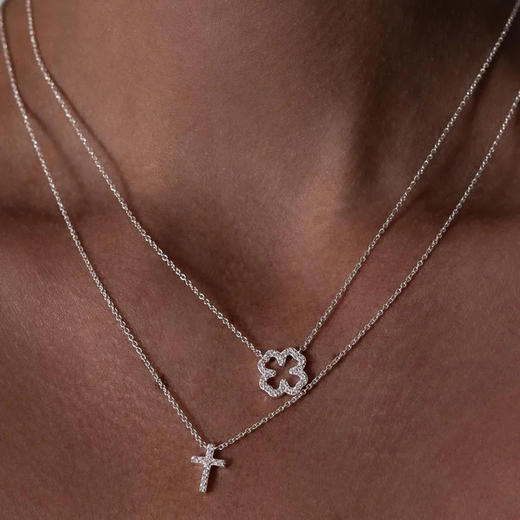 北京仓｜Skultuna-Pavé-银色 四叶草 密钻 吊坠 项链［瑞典设计师］ 商品图1