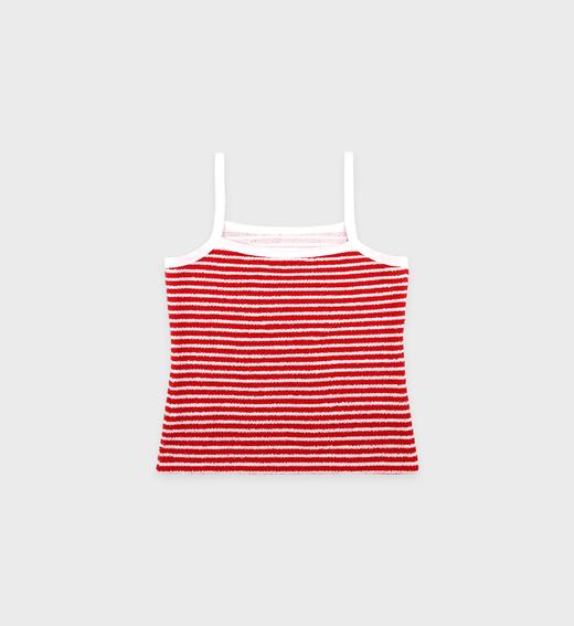 Sporty & Rich - Serif Logo Striped Terry Tank - Fire Red Stripes - 女装 - 吊带背心 - 红色条纹 商品图1