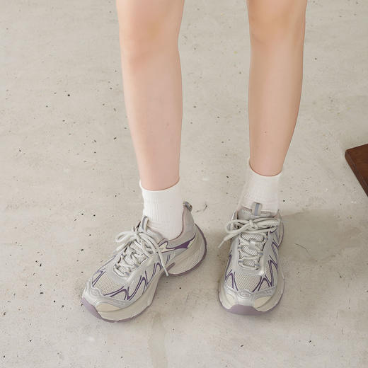 西村名物2025年秋季新款超轻厚底增高系带舒适透气老爹鞋运动鞋T25CM31451 商品图6