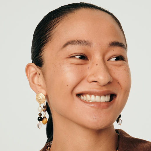 送女友lost in echo2025早秋新款异域太阳虎眼石珍珠流苏耳环耳饰 商品图3