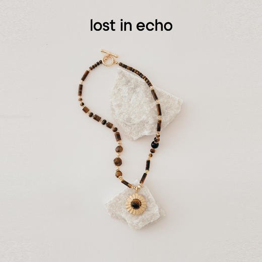 马君妍同款lost in echo早秋新款异域复古虎眼石玛瑙吊坠锁骨项链 商品图0