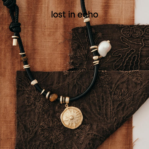 马君妍同款lost in echo早秋新款皮绳可调节天然珍珠项链毛衣链女 商品图0