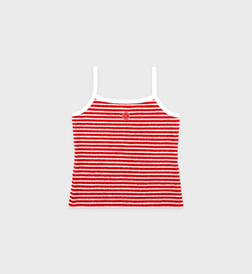 Sporty & Rich - Serif Logo Striped Terry Tank - Fire Red Stripes - 女装 - 吊带背心 - 红色条纹