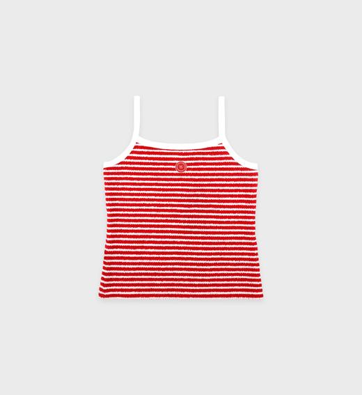 Sporty & Rich - Serif Logo Striped Terry Tank - Fire Red Stripes - 女装 - 吊带背心 - 红色条纹 商品图0
