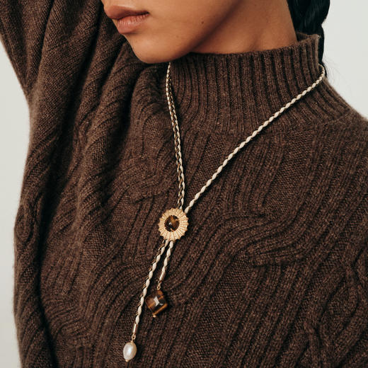 送女友lost in echo2025早秋新款异域可调节皮绳编织长项链毛衣链 商品图4