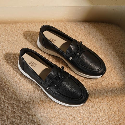 西村名物2025年秋季新款超轻厚底坡跟原皮舒适百搭深口单鞋休闲乐福鞋T25CM31531 商品图6