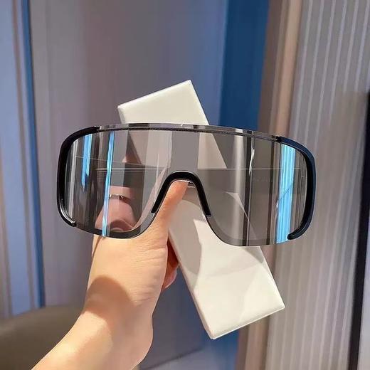 超大框太阳眼镜 黑框白水银厚款户外骑行眼镜滑雪镜防风镜山地自行车运动护目镜防晒遮阳墨镜1幅 商品图1