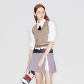 马君妍同款lost in echo早秋新款时尚V领纯羊毛短款针织背心马甲