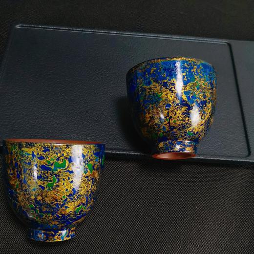 玄雕窑大漆闻香杯80ml西施大漆壶200ml鎏金壶200ml紫砂深色小茶盘32*13*2cm 商品图6