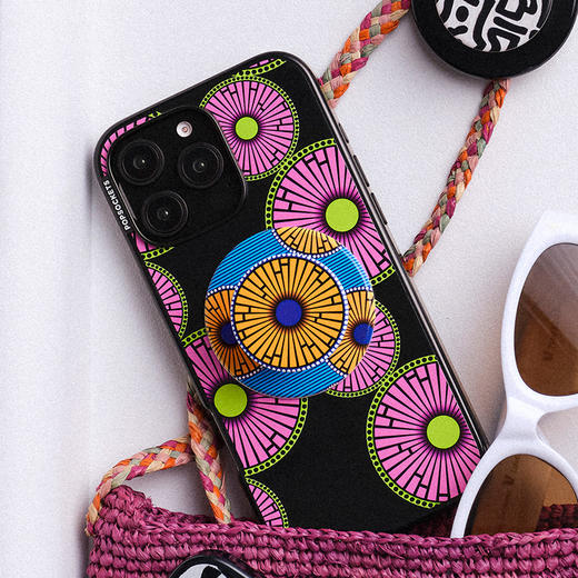 【旅行的回响】非洲蜡染·MagSafe圆啪嗒 MAGSAFE磁吸手机气囊支架 Round圆啪嗒系列 撞色 条纹 商品图1