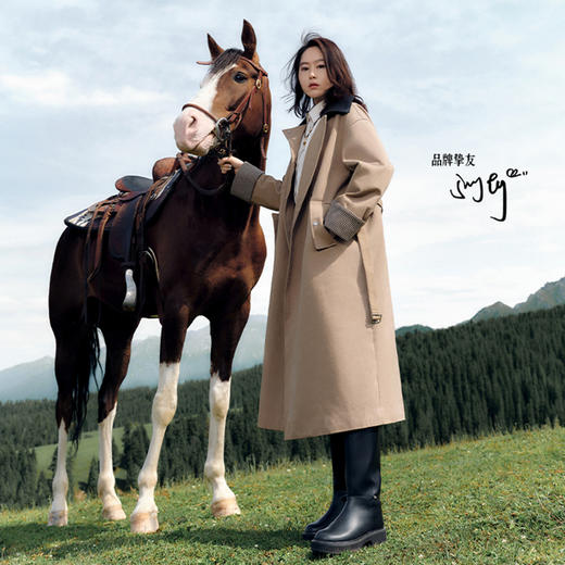 马君妍同款lost in echo显瘦巴恩风真皮厚底宽筒靴子长筒骑士靴 商品图0