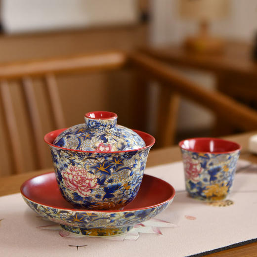 成艺陶瓷万花银锦龙胆壶功夫茶具家用泡茶壶茶杯高档轻奢礼盒装万花银锦全组万花银锦大茶碗【不支持补差，非质量问题不退不换】S 商品图3