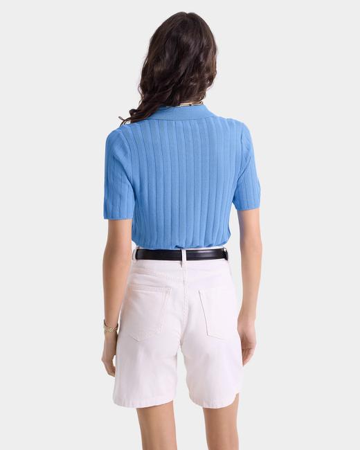 Sporty & Rich - Src Ribbed Polo - Juniper - 女装 - Polo衫 - 蓝色 商品图3