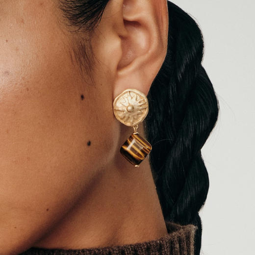 马君妍同款lost in echo早秋新款异域金属太阳珍珠吊坠耳环耳饰女 商品图3