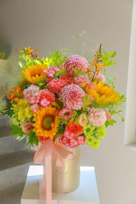 法式鲜花桶向日葵暖色系扶桑初曦