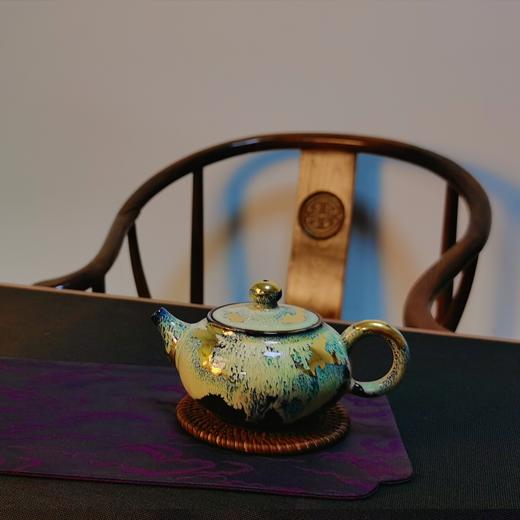 玄雕窑大漆闻香杯80ml西施大漆壶200ml鎏金壶200ml紫砂深色小茶盘32*13*2cm 商品图1